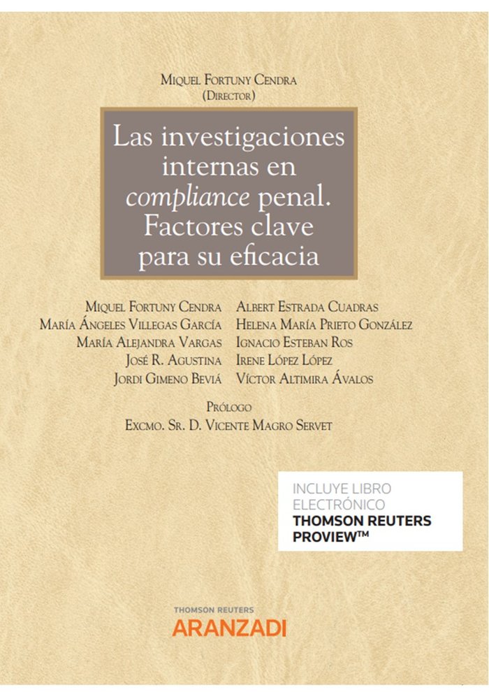 Investigaciones internas en compliance penal, Las., de MIQUEL FORTUNY CENDRA | portada del libro