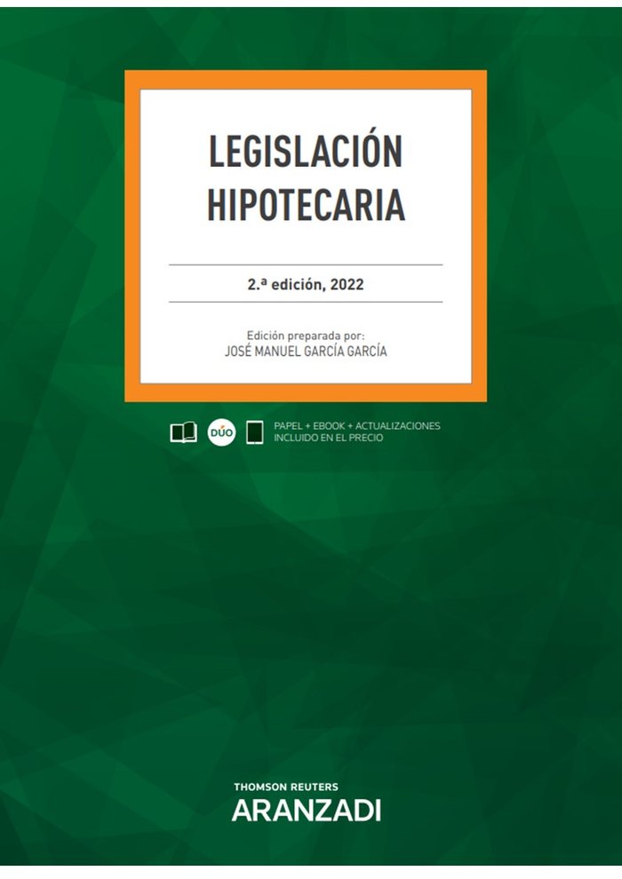 LEGISLACION HIPOTECARIA 2ª ED, de JOSE MANUEL GARCIA GARCIA | portada del libro