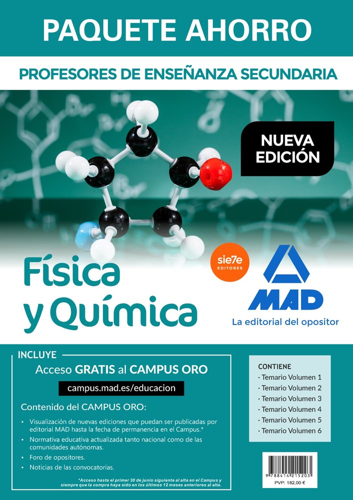Paquete Ahorro Física y Química Cuerpo de Profesores de Enseñanza Secundaria, de VARIOS AUTORES | portada del libro