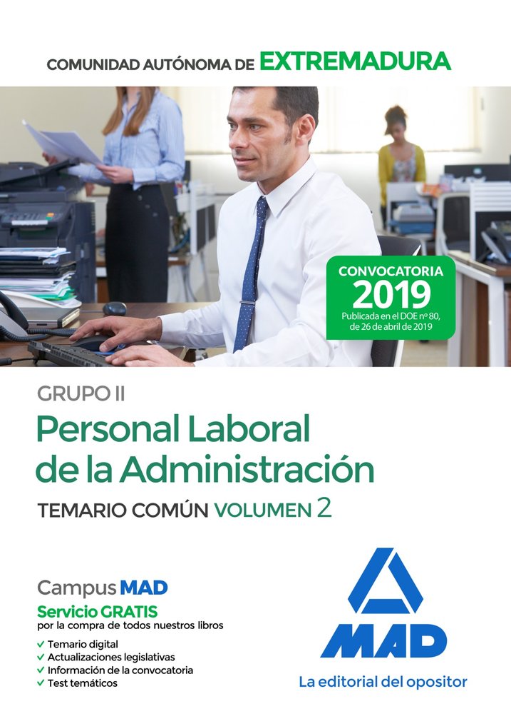 Grupo II Personal Laboral de la Administración de la Comunidad Autónoma de Extremadura. Temario Comú, de 7, Editores | portad