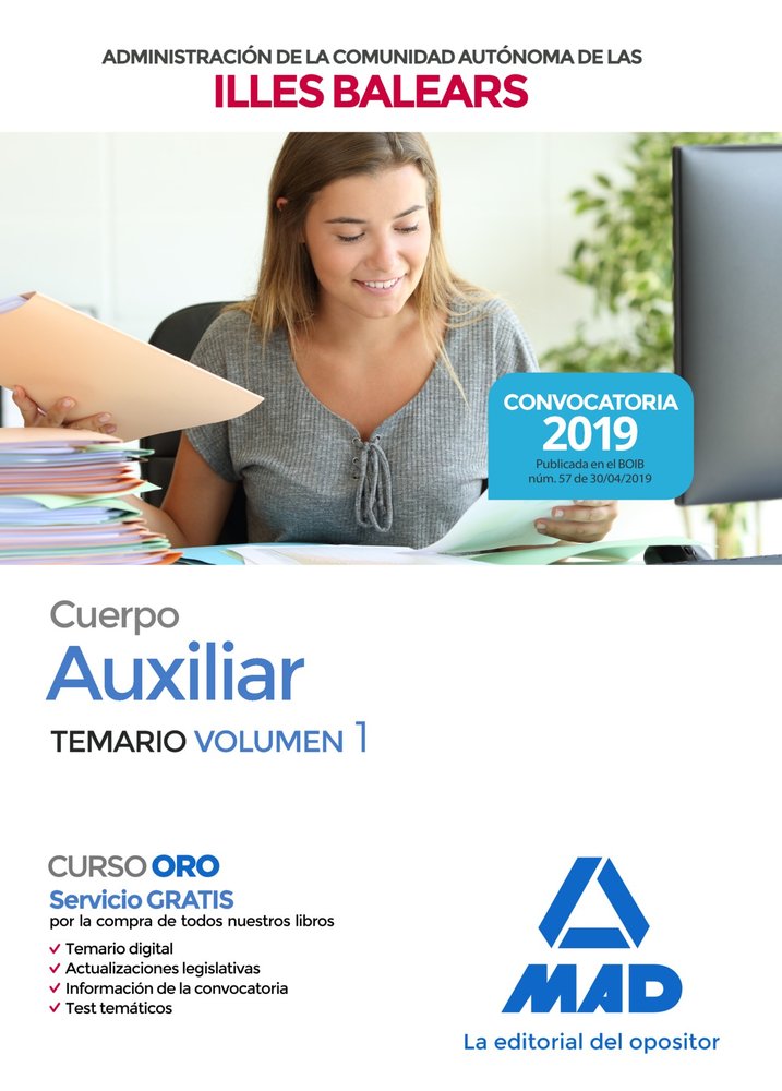 Cuerpo Auxiliar de la Administración General de la Comunidad Autónoma de las Illes Balears. Temario, de 7 | portada del libro