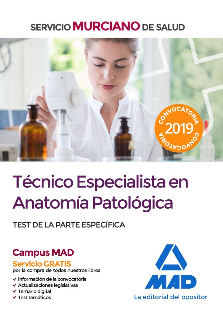 Técnico Especialista en Anatomía Patológica del Servicio Murciano de Salud. Test parte específica, de García Bermejo | portad