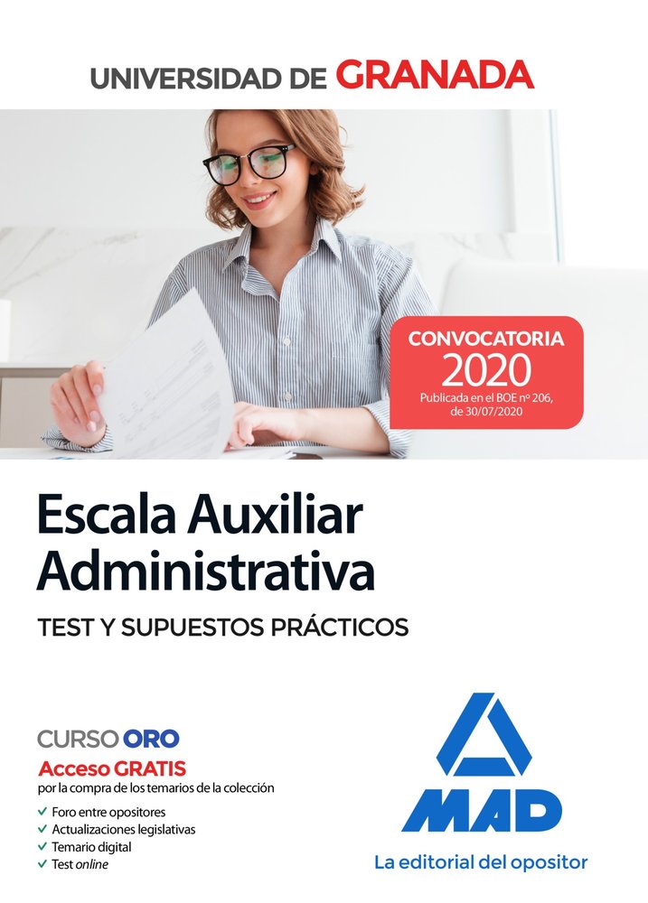 Escala Auxiliar Administrativa de la Universidad de Granada. Test y supuestos prácticos, de 7 EDITORES#CALVO PRIETO | portada