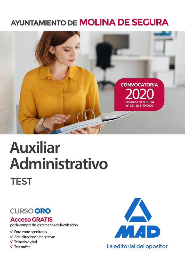 Auxiliar Administrativo del Ayuntamiento de Molina de Segura. Test, de 7 EDITORES#TORRES FONSECA | portada del libro