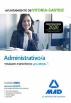 Administrativo/a del Ayuntamiento de Vitoria-Gasteiz. Temario Específico volumen 1, de Varios autores | portada del libro