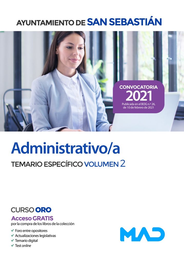 ADMINISTRATIVO/A DEL AYUNTAMIENTO DE SAN SEBASTIAN. TEMARIO, de 7 EDITORES#TORRES FONSECA | portada del libro