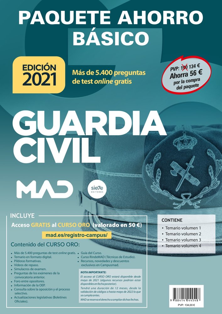 PAQUETE AHORRO BASICO INCLUYE 4 VOL GUARDIA CIVIL | portada del libro