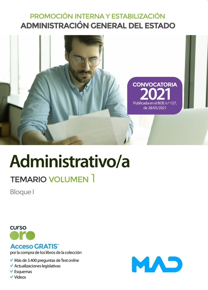 ESTADO ADMINISTRATIVO TEMARIO 1 PROMOCION INTERNA 2021, de VVAA | portada del libro