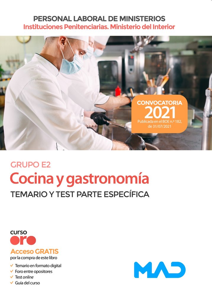 COCINA Y GASTRONOMIA GRUPO E2 TEMARIO Y TEST PARTE ESPECIFICA | portada del libro