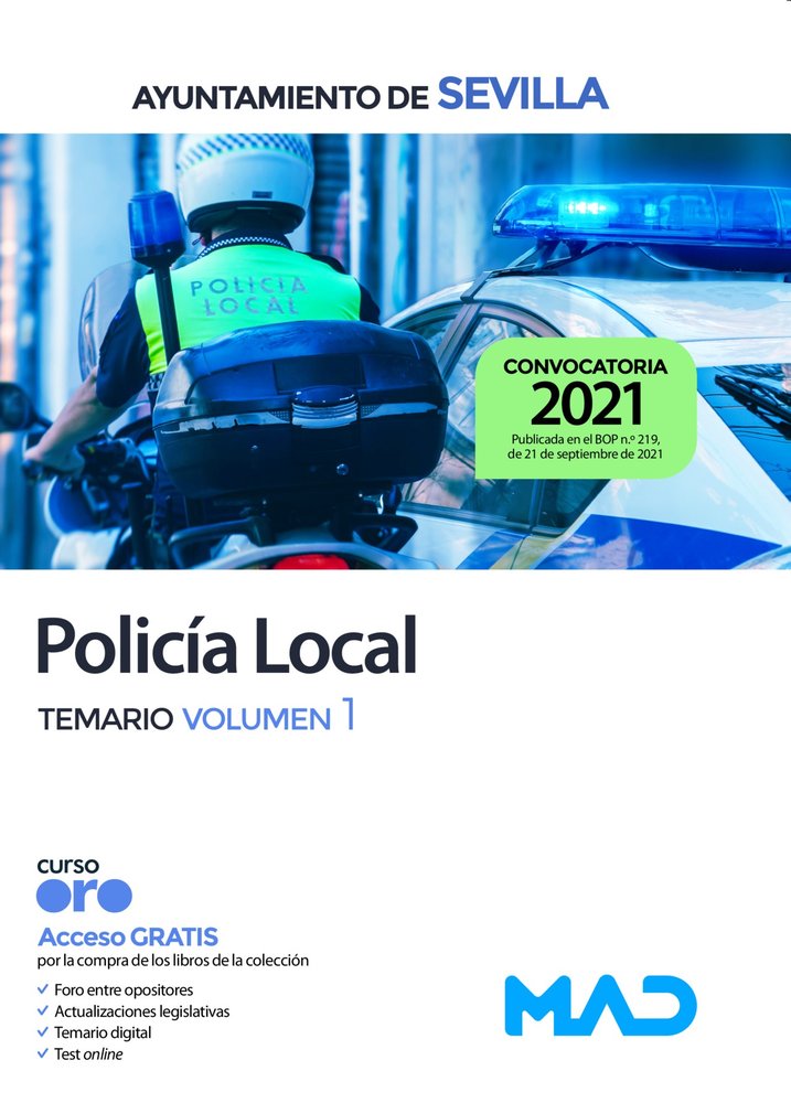 POLICIA LOCAL AYUNTAMIENTO SEVILLA TEMARIO VOLUMEN 1, de 7 EDITORES#TORRES FONSECA | portada del libro