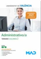 ADMINISTRATIVO/A UNIVERSITAT VALENCIA TEMARIO VOLU, de Varios autores | portada del libro