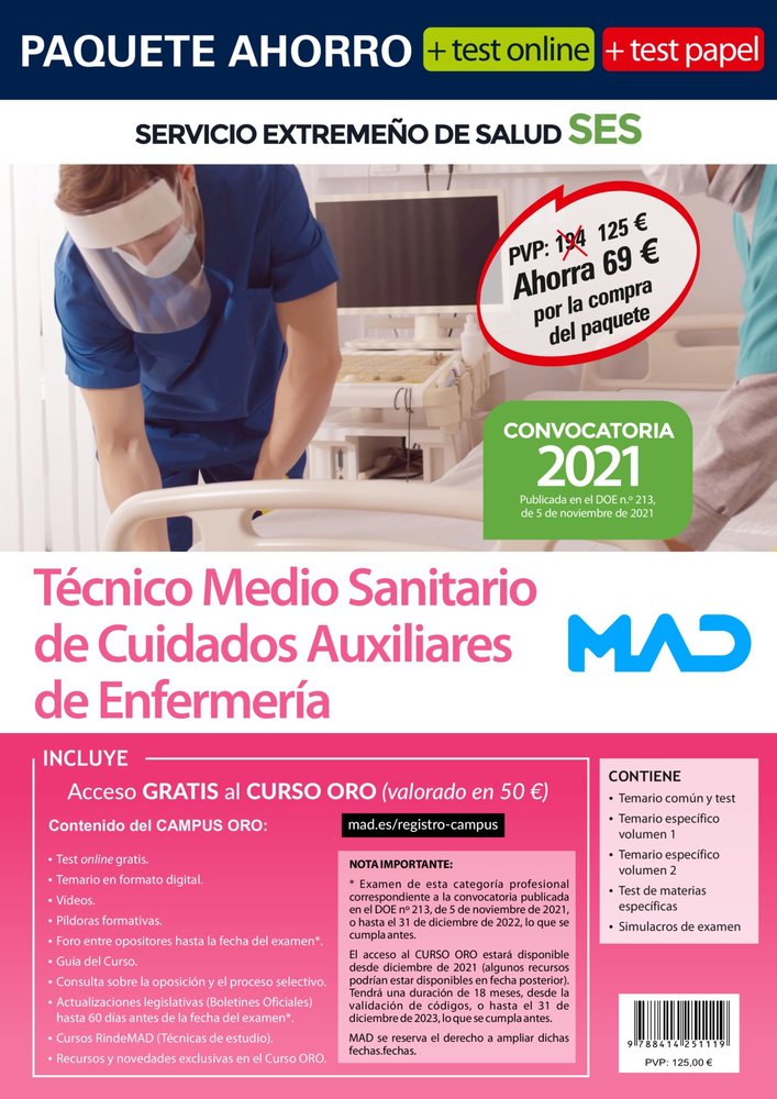 PAQUETE AHORRO TECNICO CUIDADO AUXILIAR ENFERMERIA EXTREMAD | portada del libro