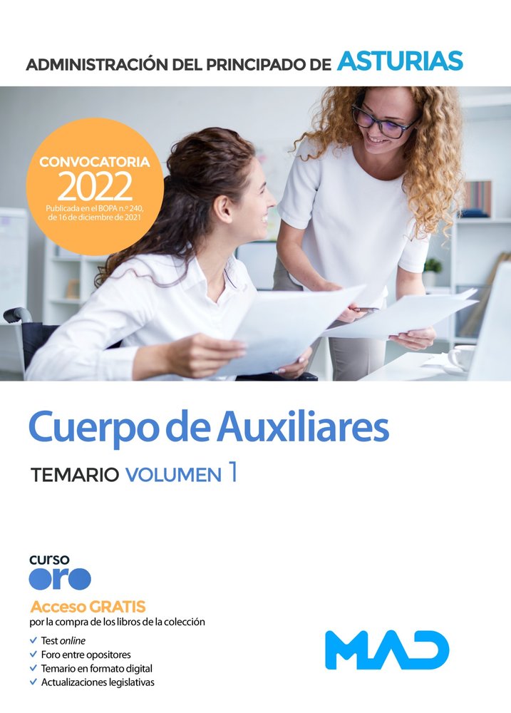 CUERPO AUXILIARES ADMINISTRACION PRINCIPADO ASTURIAS T.1 | portada del libro