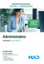 ADMINISTRATIVO PROMOCION INTERNA TEMARIO VOLUMEN 2 ANDALUCI, de Varios autores | portada del libro