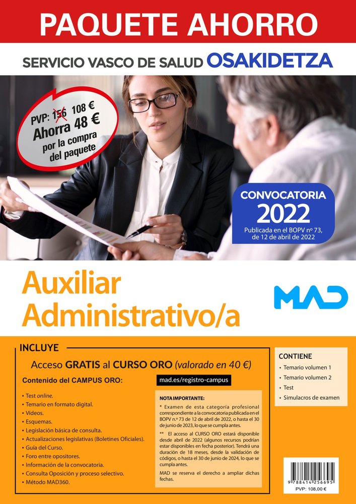 PAQUETE AHORRO AUXILIAR ADMINISTRATIVO/A OSAKIDETZA. AHORRA, de 7 EDITORES#GONZALEZ RABANAL | portada del libro