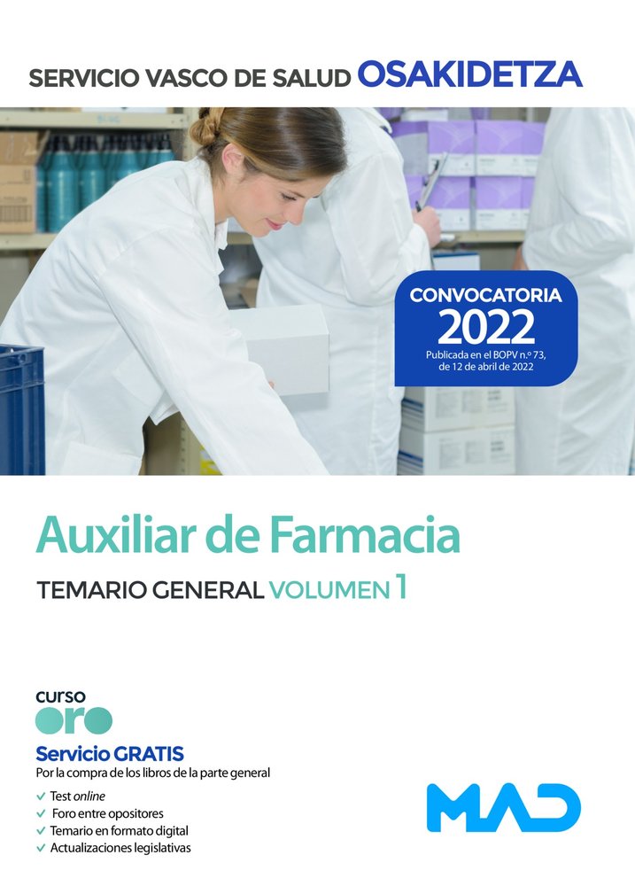 Auxiliar de Farmacia de Osakidetza-Servicio Vasco de Salud. Temario General Volumen 1, de 7 EDITORES#ANIA PALACIO | portada d