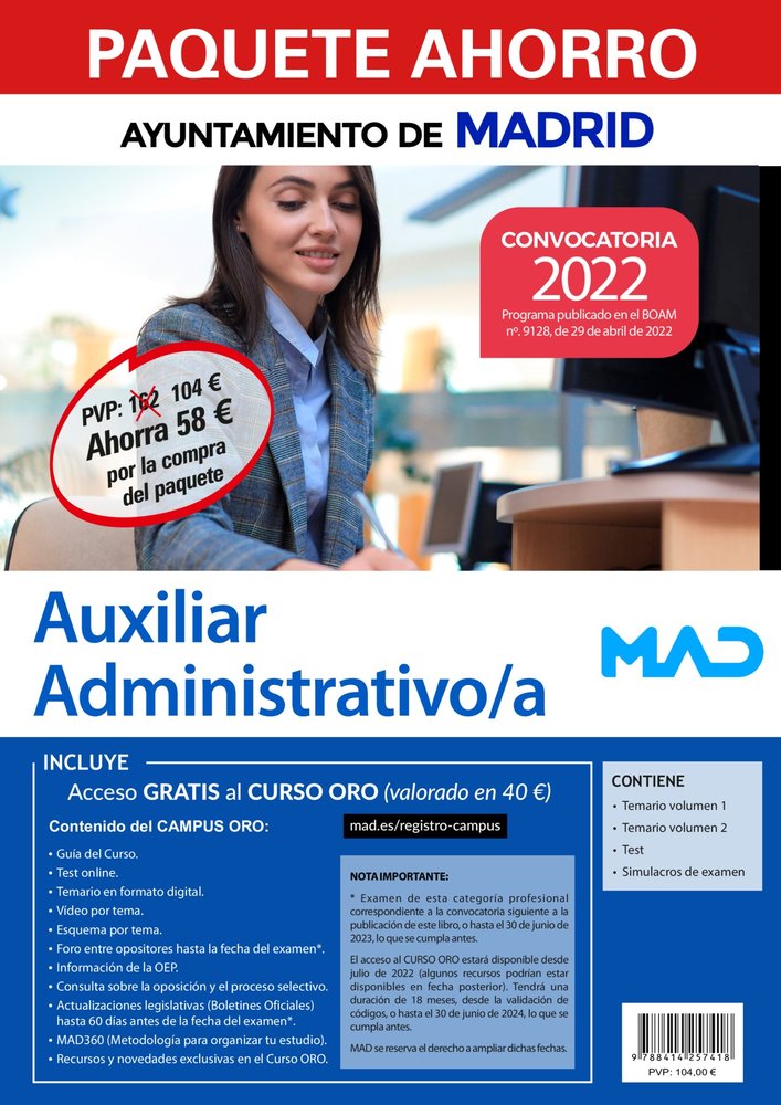 PAQUETE AHORRO AUXILIAR ADMINISTRATIVO/A DEL AYUNTAMIENTO DE, de 7 EDITORES#TOJEIRO ALCALA | portada del libro