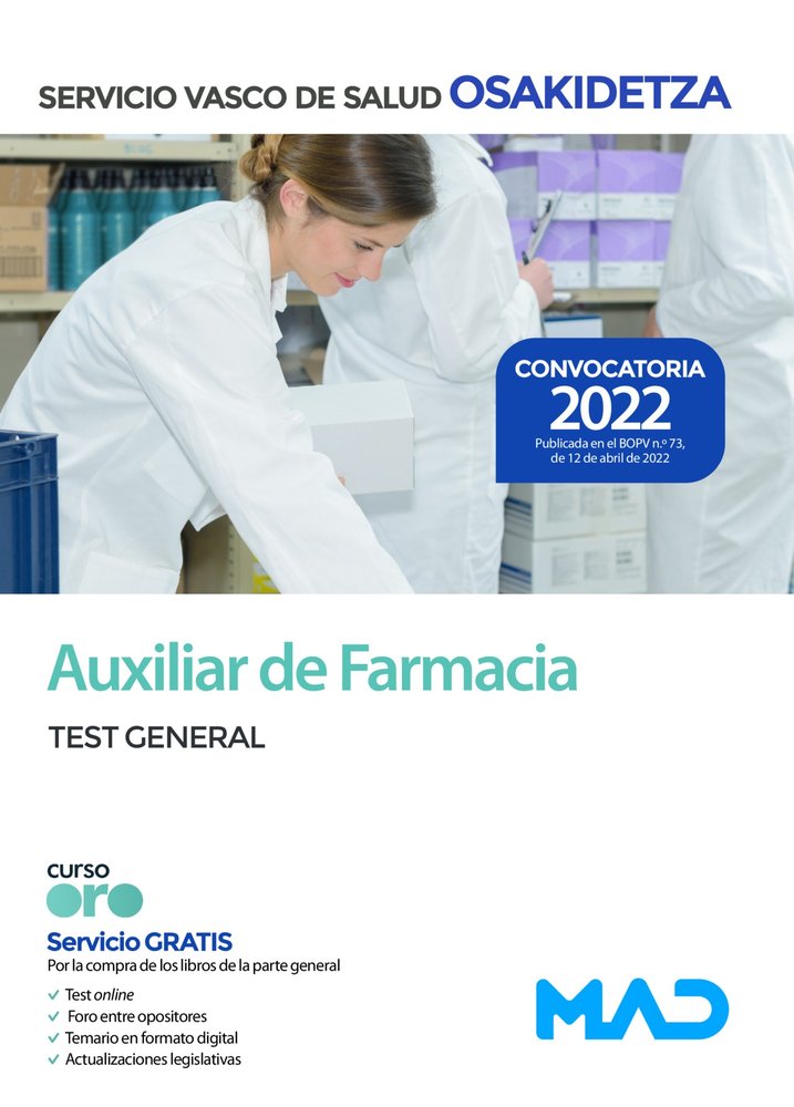 Auxiliar de Farmacia de Osakidetza-Servicio Vasco de Salud. Test General, de 7 EDITORES#GOMEZ MARTINEZ | portada del libro