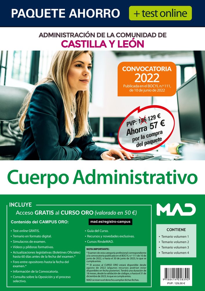 PAQUETE AHORRO +TEST ONLINE CUERPO ADMINISTRATIVO DE LA COMU, de GONZALEZ RABANAL | portada del libro