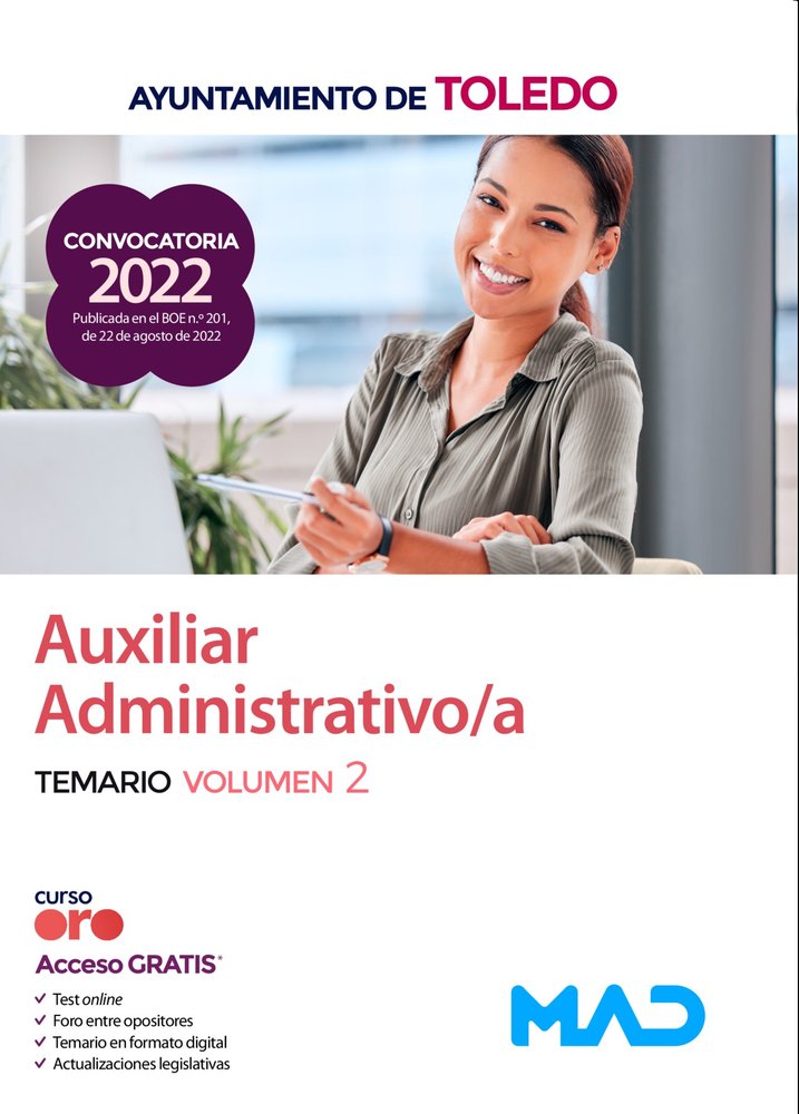 Auxiliar Administrativo/a del Ayuntamiento de Toledo. Temario volumen 2, de TOJEIRO ALCALA | portada del libro