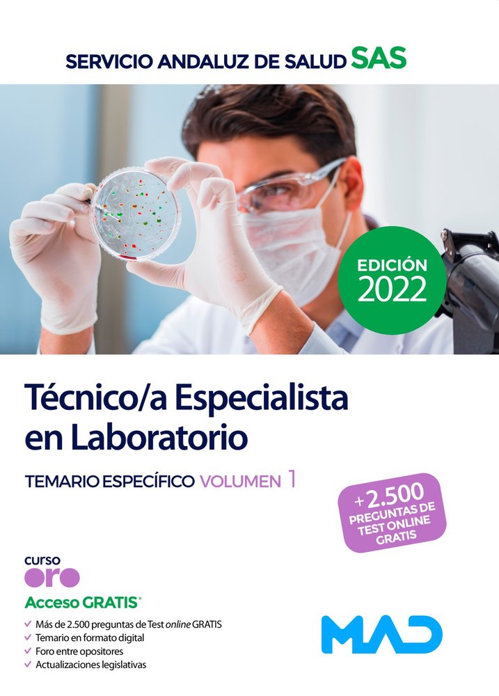 TECNICOS ESPECIALISTA LABORATORIO SERVICIO ANDALUZ VOL 1 | portada del libro
