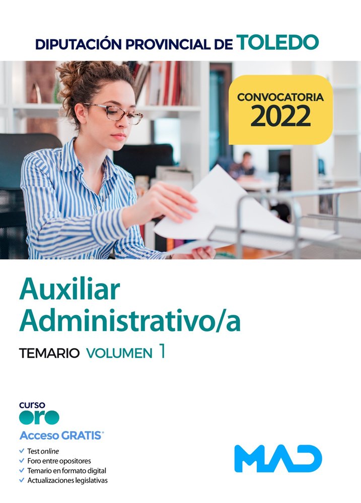 AUXILIAR ADMINISTRATIVO VOL 1 DIPUTACION DE TOLEDO | portada del libro