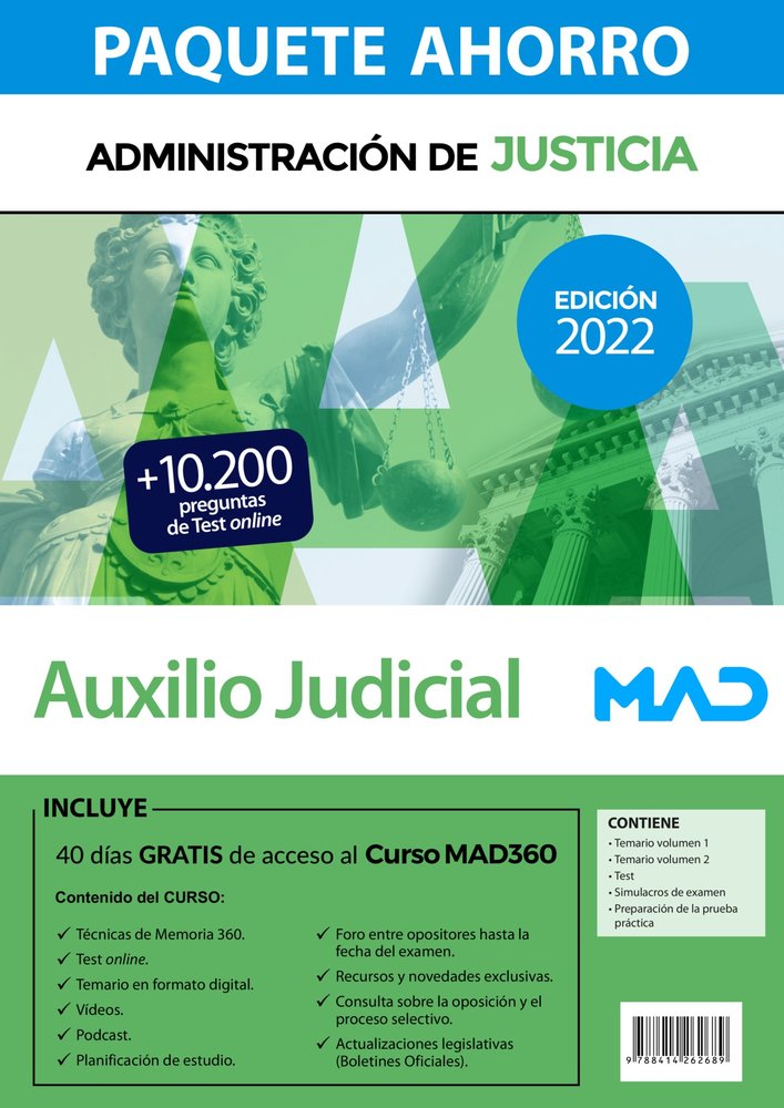 PAQUETE AHORRO +TES PAPEL AUXILIO JUDICIAL. 2022 | portada del libro