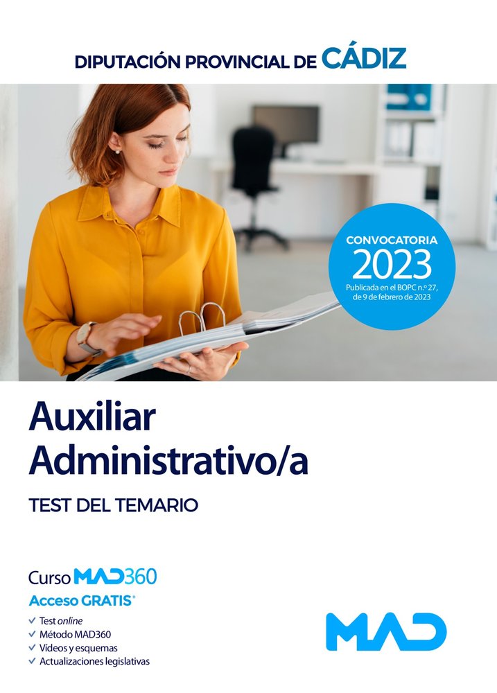AUXILIAR ADMINISTRATIVO/A DIPUTACION PROVINCIAL DE CAD, de 7 EDITORES | portada del libro
