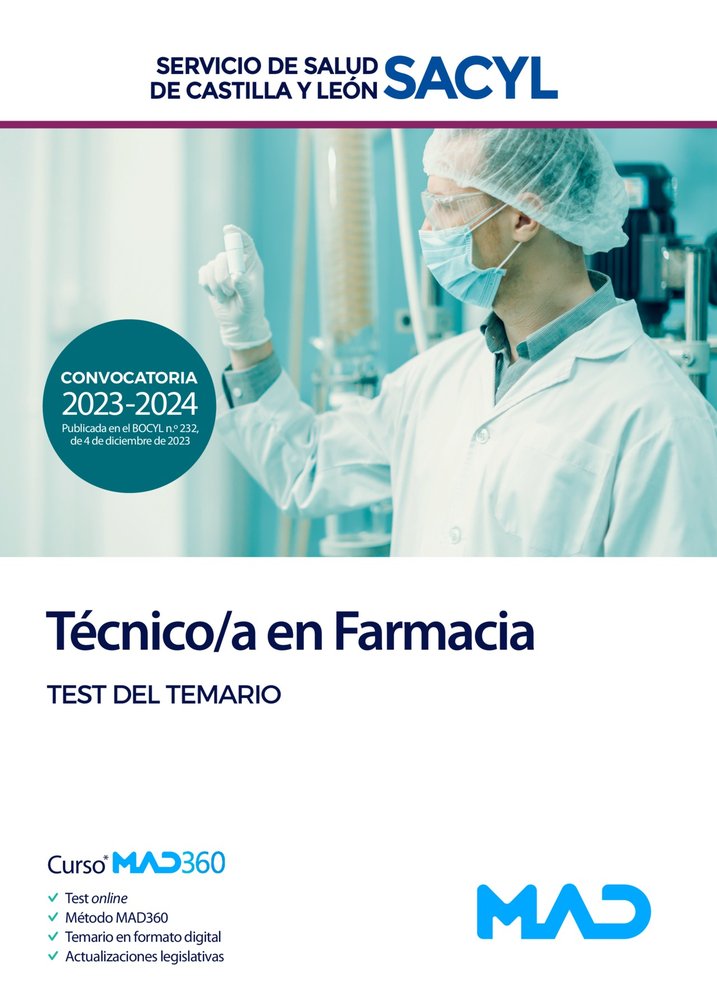 TECNICO/A FARMACIA TEST TEMARIO CASTILLA Y LEON | portada del libro