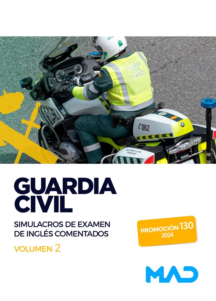 GUARDIA CIVIL. SIMULACROS DE EXAMEN DE INGLES COMENTADOS VOL. 2 (2024) | portada del libro