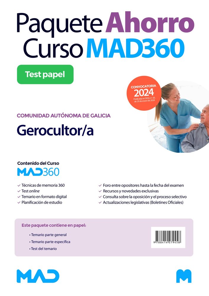 PAQUETE AHORRO CURSO MAD360 Y TEST PAPEL Y ONLINE ESCALA DE, de ANDRADES ROMERO | portada del libro
