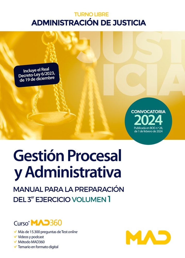 024 T1 3EJERCICIO GESTION PROCESAL Y ADMINISTRATIVA ADMINISTRACION JUSTICIA | portada del libro