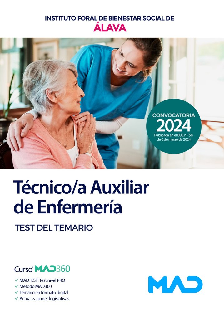 TECNICO/A AUXILIAR ENFERMERIA TEST INSTITUTO FORAL ALAVA | portada del libro