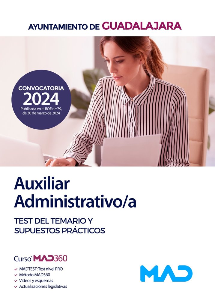 AUXILIAR ADMINISTRATIVO AYUNTAMIENTO DE GUADALAJARA TEST DEL TEMA, de VV.AA. | portada del libro