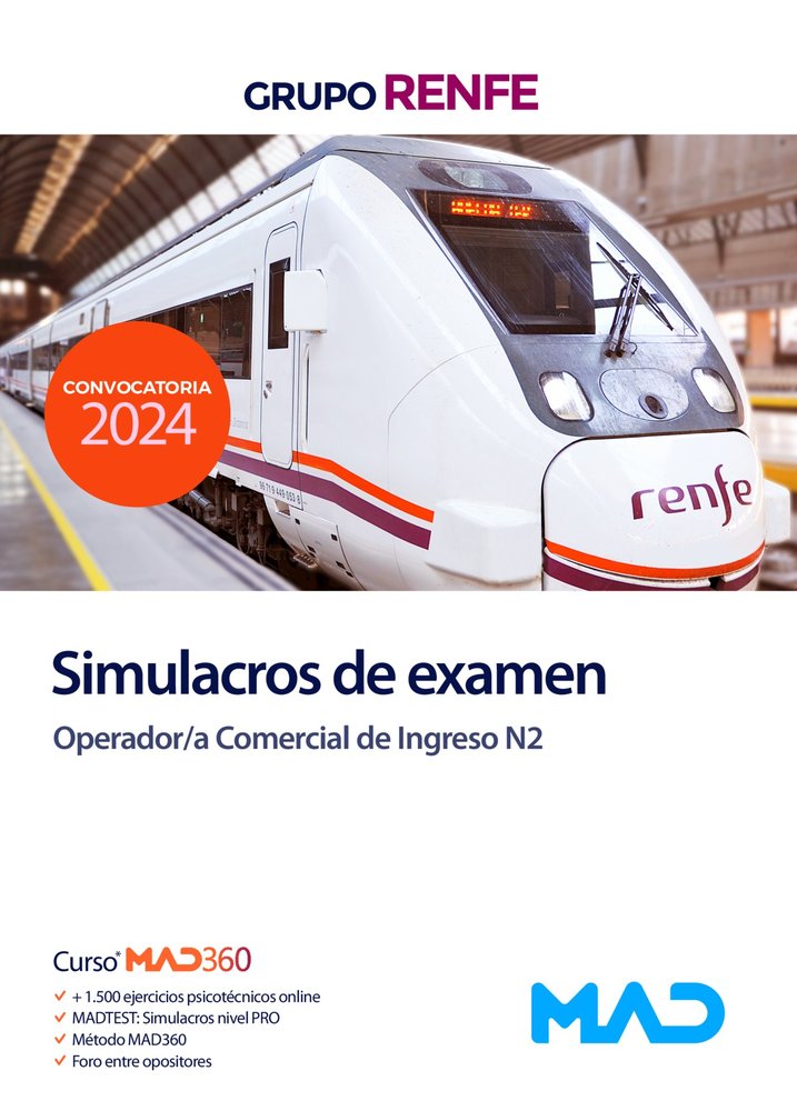 OPERADOR COMERCIAL INGRESO N2 SIMULACRO EXAMEN GRUPO RENFE | portada del libro