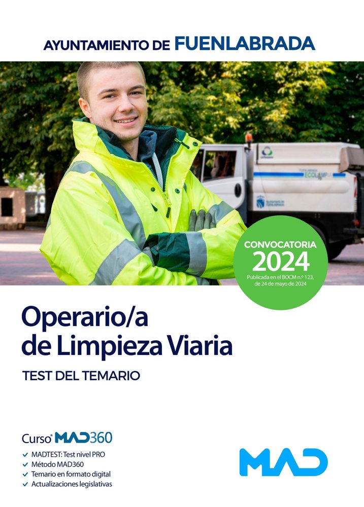 OPERARIO E LIMPIEZA VIARIA AYUNTAMIENTO DE FUENLABRADA TEST DEL TEMARIO | portada del libro