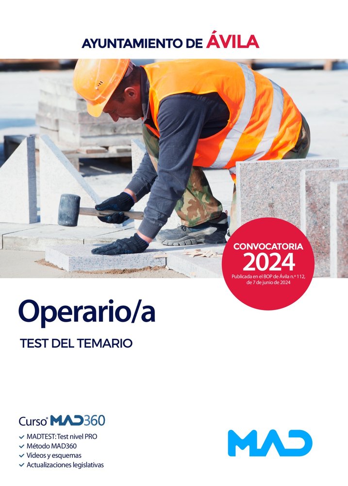 OPERARIO/A TEST TEMARIO AYUNTAMIENTO AVILA | portada del libro