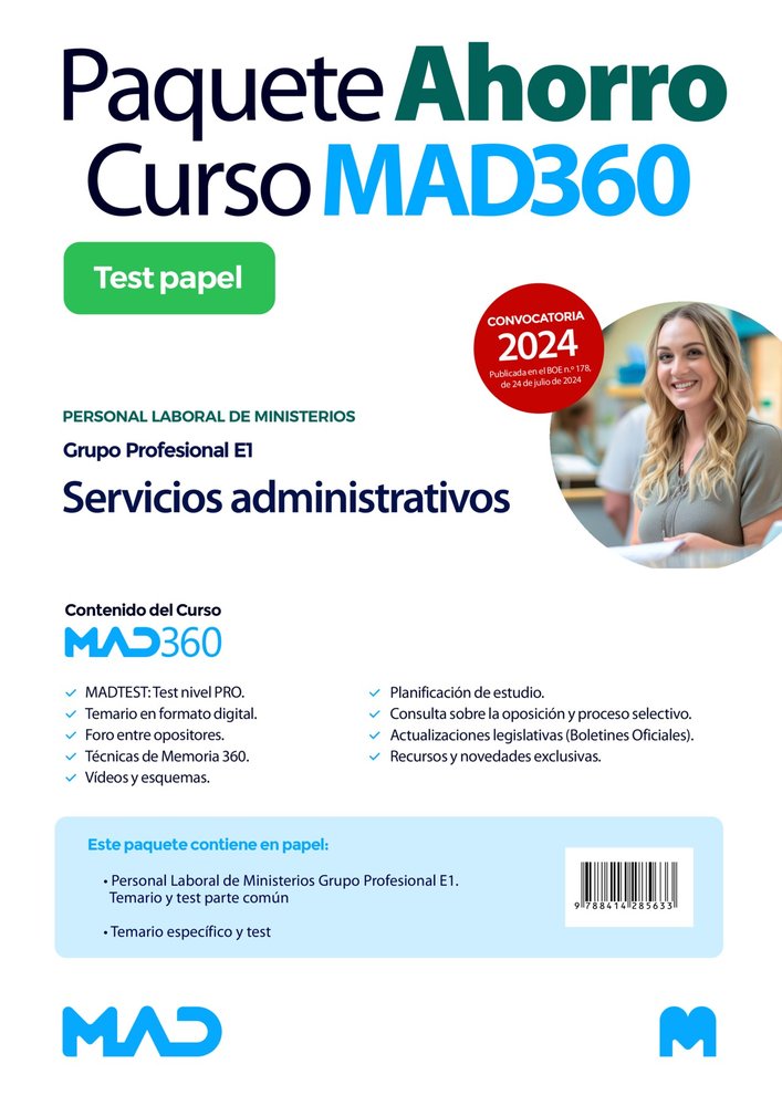 PAQUETE AHORRO DE LIBROS Y CURSO MAD360 SERVICIOS ADMINISTRATIVOS (GRUPO PROFESI, de VEGA ALVAREZ | portada del libro