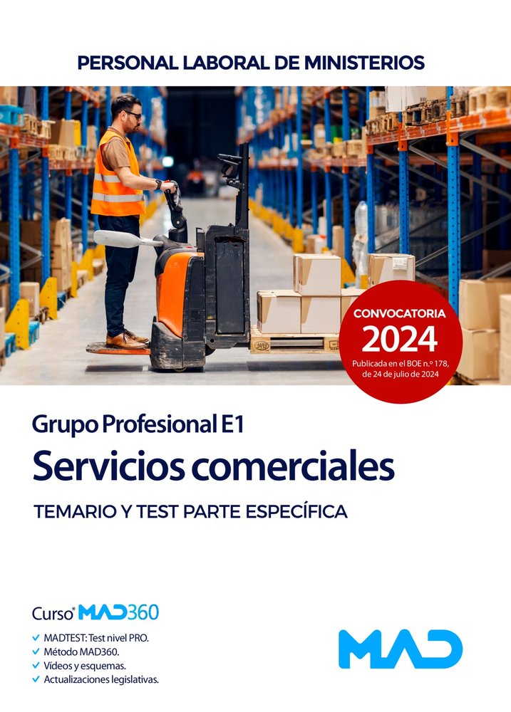 SERVICIOS COMERCIALES (GRUPO PROFESIONAL E1). PERSONAL LABORAL DE MINISTERIOS | portada del libro