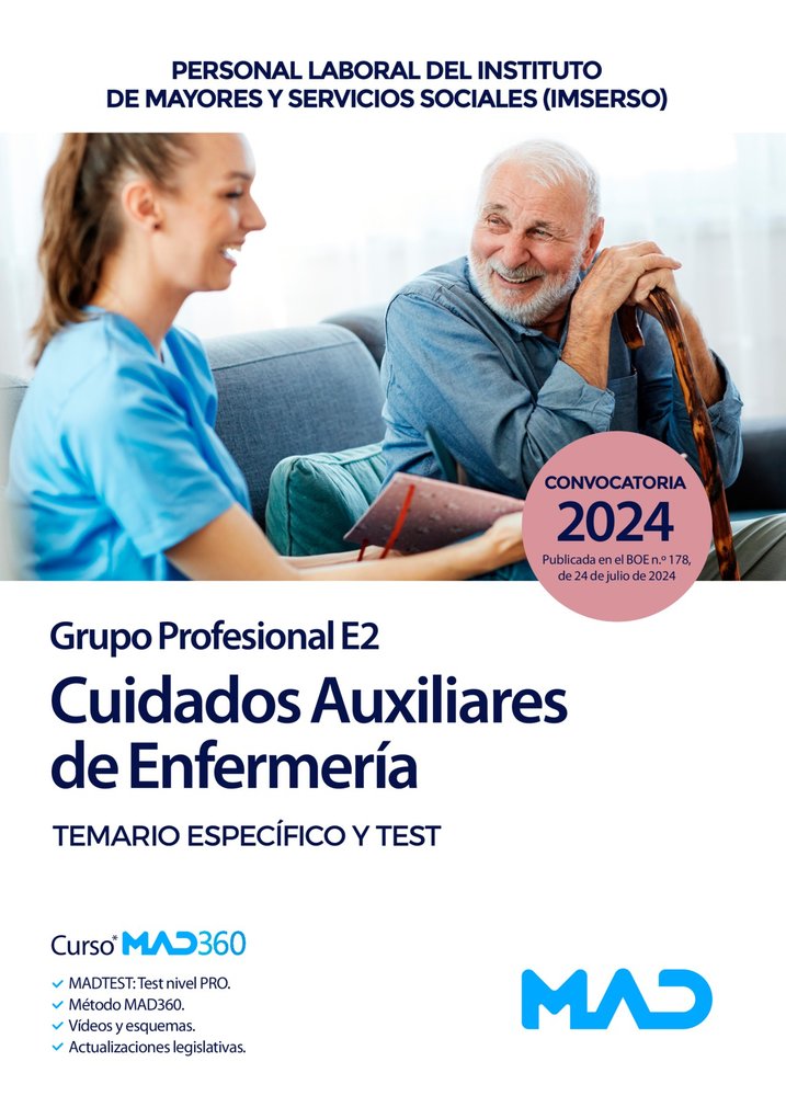 CUIDADOS AUXILIARES DE ENFERMERIA TEMARIO ESPECIFIO Y TEST | portada del libro
