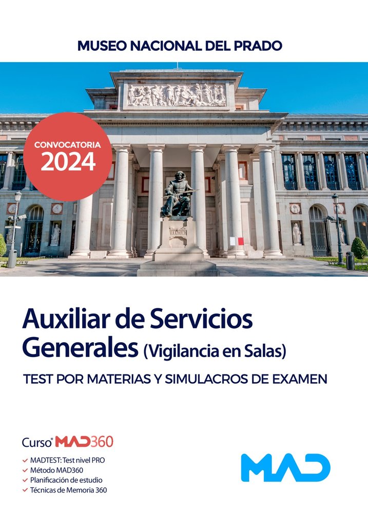 AUXILIAR DE SERVICIOS GENERALES (VIGILANCIA EN SALAS). TEST POR MATERIAS Y SIMUL | portada del libro