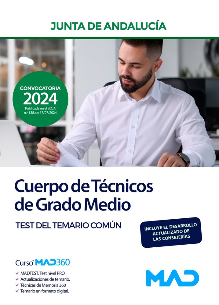 CUERPO TECNICOS GRADO MEDIO TEST TEMARIO COMUN JUNTA ANDALUC | portada del libro