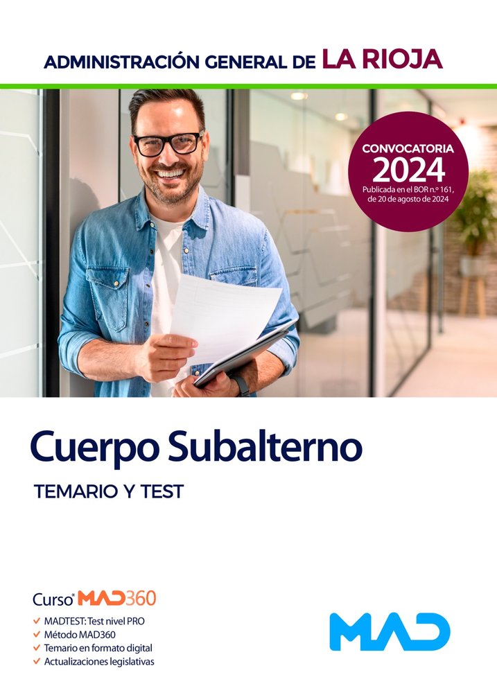SUBALTERNO LA RIOJA TEMARIO Y TEST | portada del libro