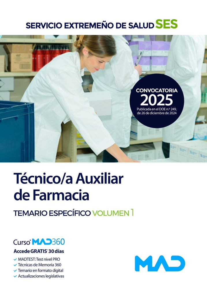 Tecnico/a auxiliar de farmacia volumen 1 extremadura, de AA.VV. | portada del libro
