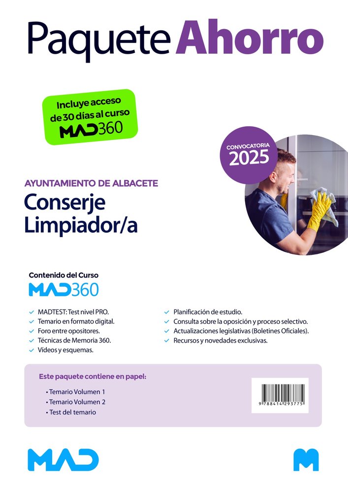 OPOSICIONES CONSERJE LIMPIADOR/A DEL AYUNTAMIENTO DE ALBACETE. PAQUETE AHORRO DE, de GIL RAMOS | portada del libro