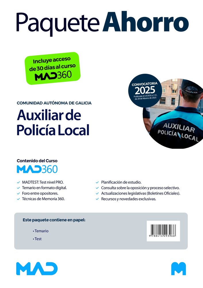 OPOSICIONES AUXILIAR DE LA POLICIA LOCAL DE LA COMUNIDAD AUTONOMA DE GALICIA. PA, de GARCIA FERNANDEZ | portada del libro