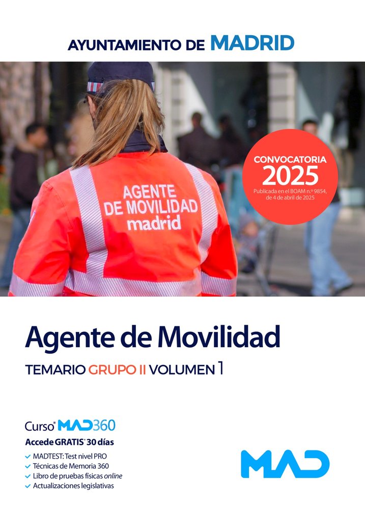 AGENTE DE MOVILIDAD AYUNTAMIENTO MADRID TEMARIO GRUPO II VOL. 1 | portada del libro