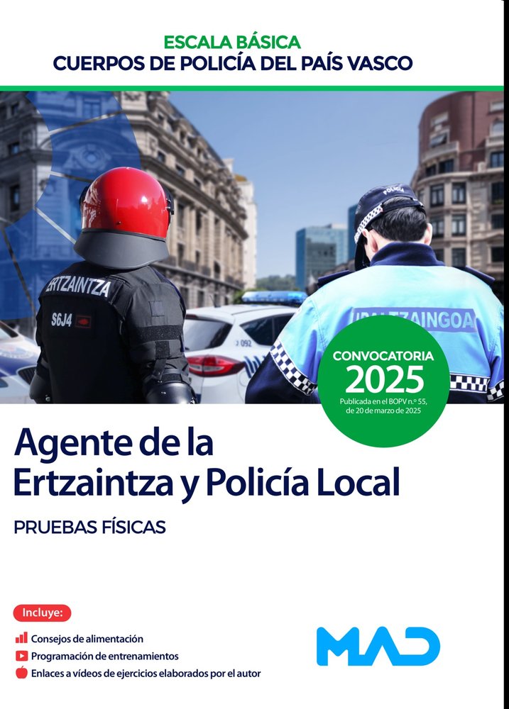 AGENTE ESCALA BASICA CUERPO POLICIA PAIS VASCO PRUEBA FISICA | portada del libro