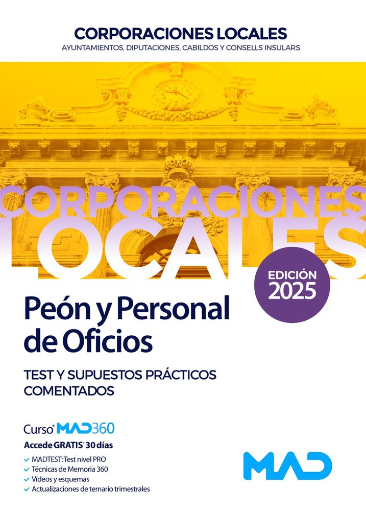 PEON Y PERSONAL OFICIO TEST AYUNTAMIENTO DIPUTACION Y CORPO | portada del libro