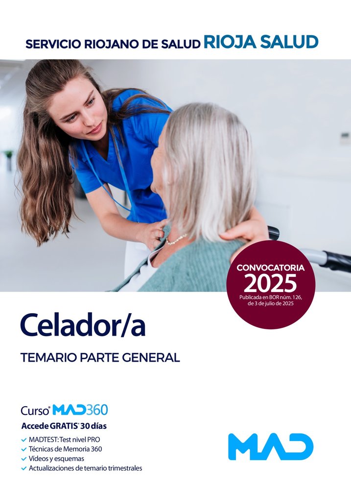 Celador servicio riojano salud temario general | portada del libro